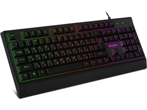 Gaming Keyboard SVEN KB-C7150EL, Multicolored backlit, 12 Fn keys, Black, USB