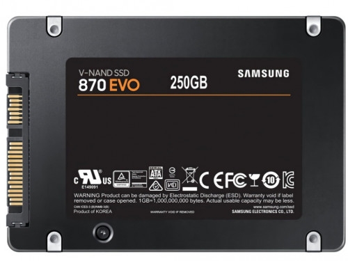 '2.5'' SATA SSD  250GB Samsung 870 EVO ''MZ-77E250B'' [R/W:560/530MB/s, 98K IOPS, MGX, V-NAND 3bit M