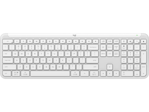 Wireless Keyboard Logitech K950, Ultra thin, Quiet Typing, F-keys, Smart Actions, Flow, 2xAAA,White