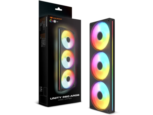 PC Case Fan Cougar Unity360-RB, Cooling kit, Reversed 3x120mm ARGB, 363.3x125x25mm, 700-1600 RPM