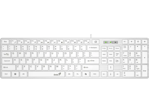 Keyboard Genius SlimStar 126, Multimedia, 12 Fn keys, Low-profile, Chocolate keycap, Smart, White