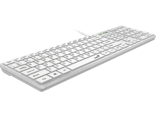 Keyboard Genius SlimStar 126, Multimedia, 12 Fn keys, Low-profile, Chocolate keycap, Smart, White