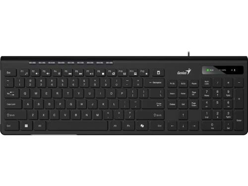 Keyboard Genius SlimStar 230 II, Multimedia, 12 Fn keys, Low-profile, Chocolate keycap, Black