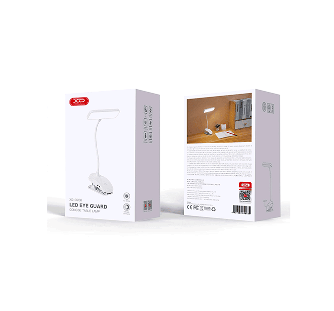 XO OZ06 B Desktop Bedside Tricolour Clip Desk Lamp 800mAh White