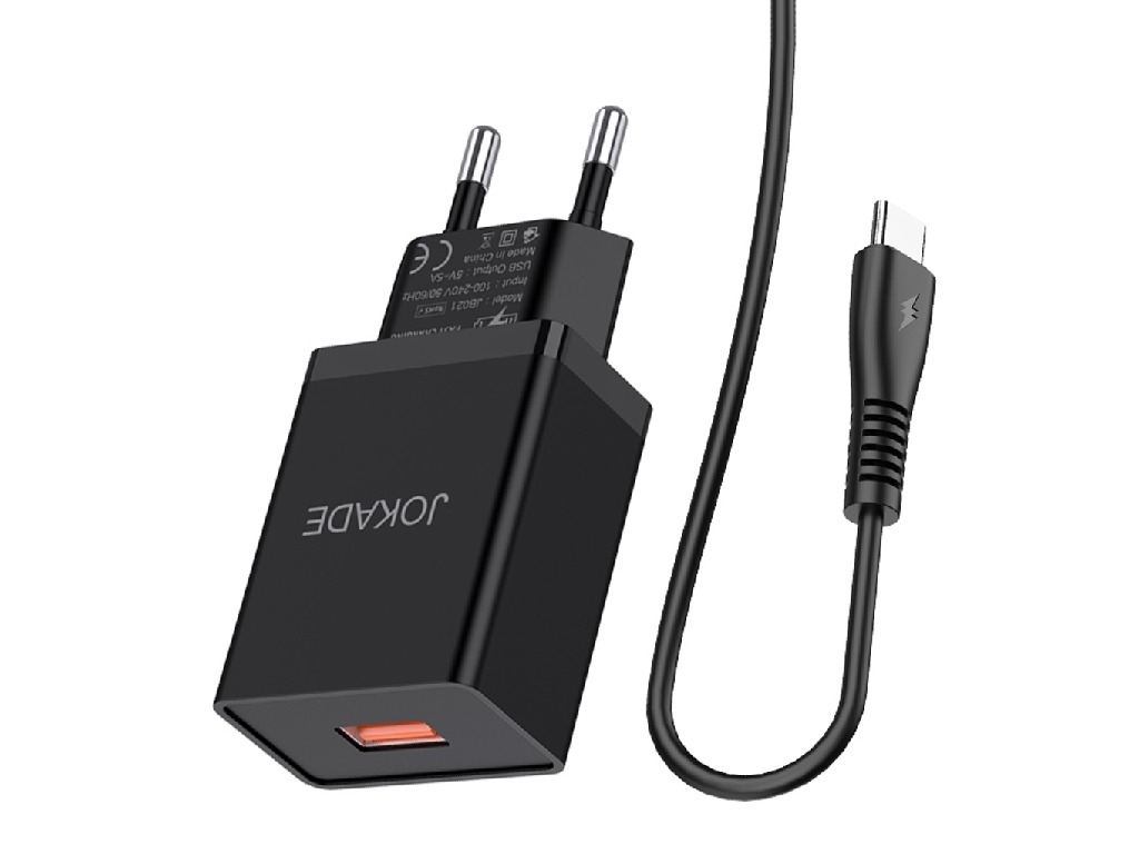 Jokade JB048 MIGAO Series Single Port Smart Charger Set (European Standard) Lightning Black