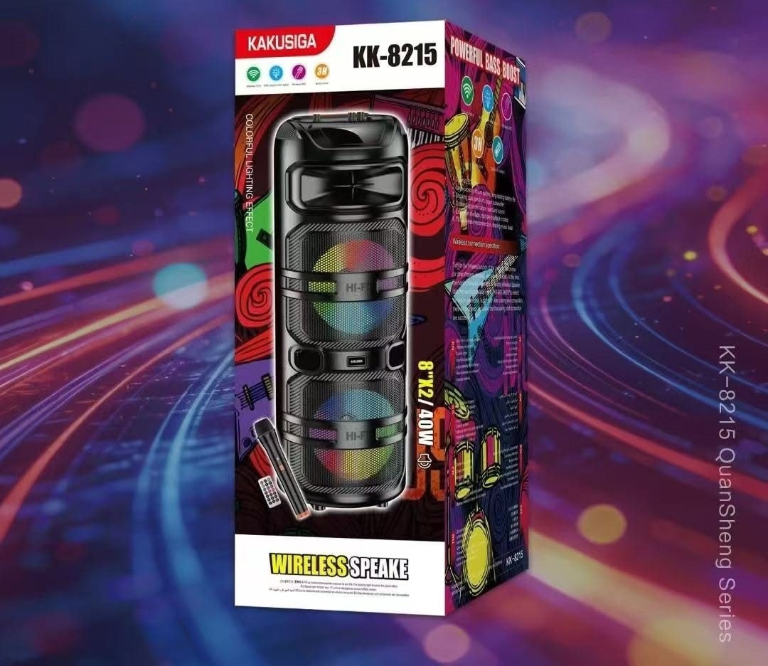 Kakusiga KK-8215 QUANSHENG dual 8-inch color wireless speakers Black