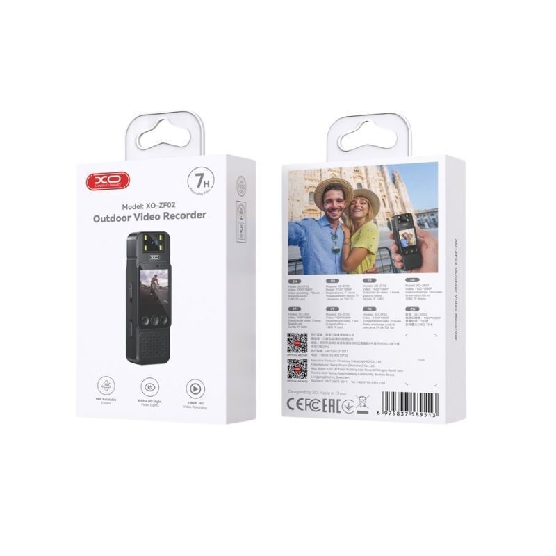XO ZF02 1.3-inch Screen 1080P Outdoor Camera Recorder Black