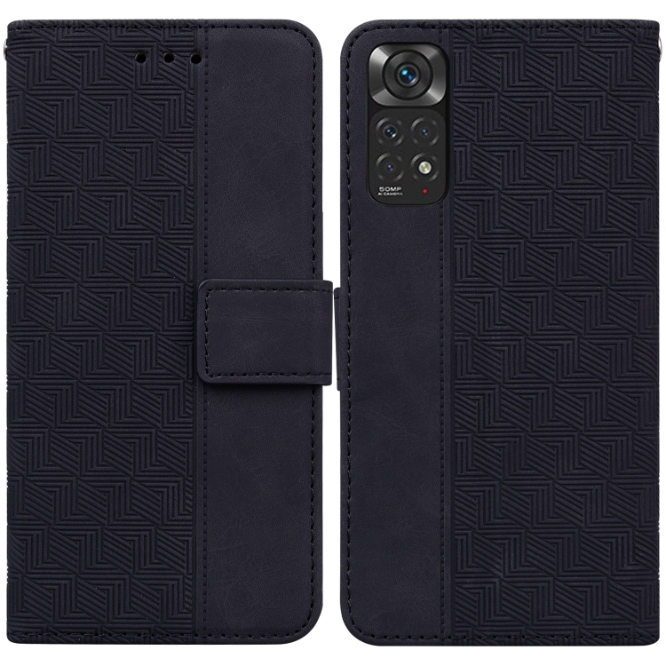 Husa p/u Xiaomi Redmi Note 11 / Note 11S Geometric Embossed Piele (Black)