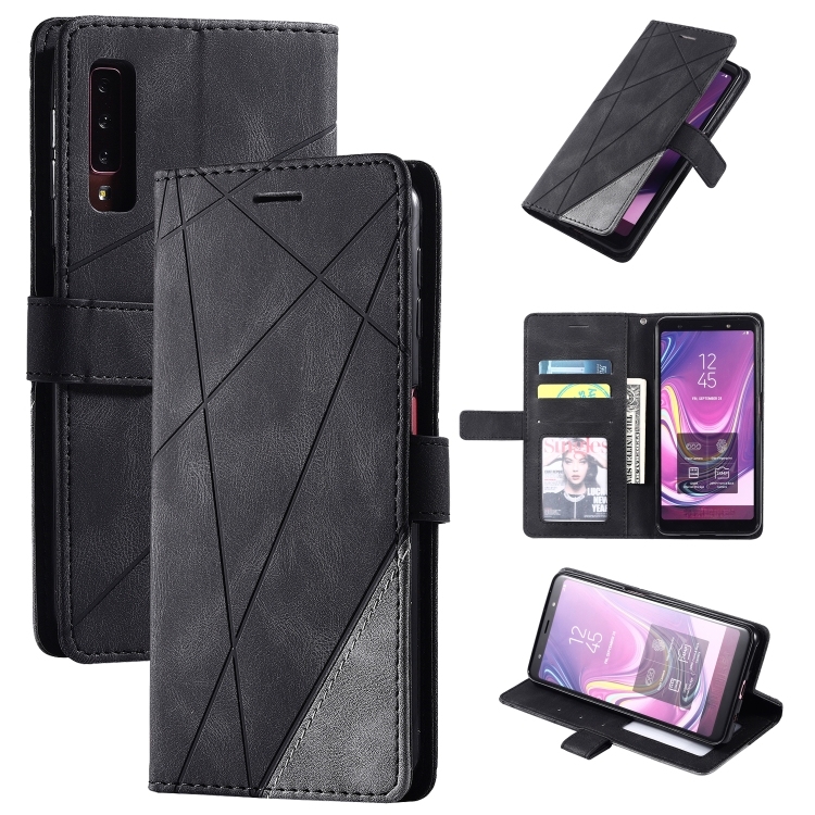 Samsung Galaxy A7 (2018) Skin Feel Splicing Horizontal Carte Piele Husa (Black)