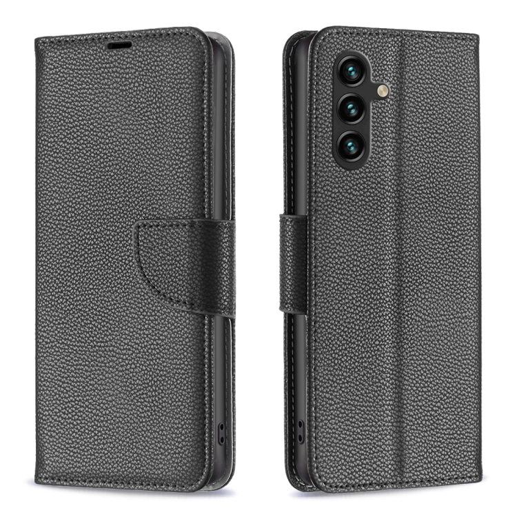Samsung Galaxy A55 Litchi Texture Pure Color Carte Leather Phone Husa(Black)