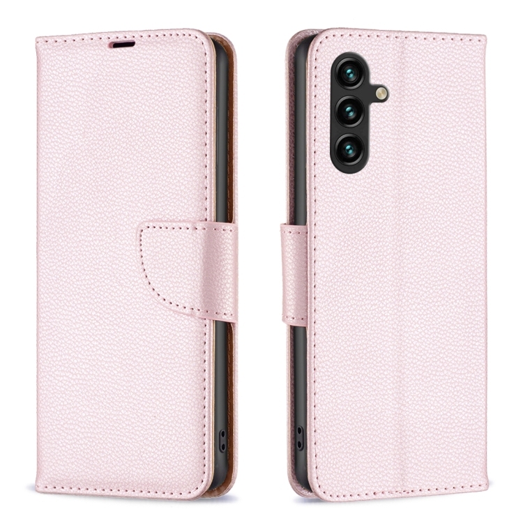 Samsung Galaxy A55 Litchi Texture Pure Color Carte Leather Phone Husa(Rose Gold)