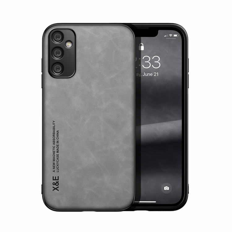 Samsung A05s Skin Feel Magnetic Piele Back Husa (Light Grey)