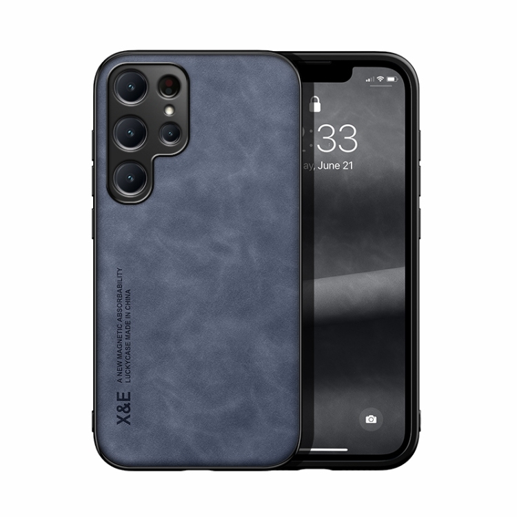 Samsung S24 Ultra 5G Skin Feel Magnetic Piele Back Husa (Blue)