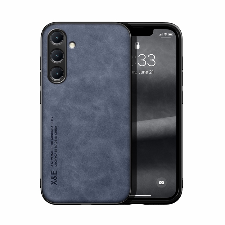 Samsung S24 5G Skin Feel Magnetic Piele Back Husa (Blue)