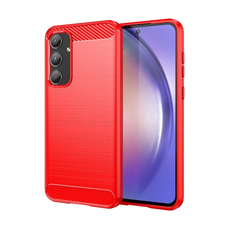 Samsung Galaxy A55 Brushed Texture Carbon Fiber TPU Phone husa(Red)