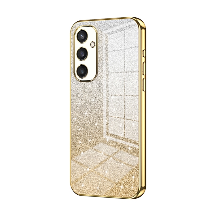 Samsung S24 5G Gradient Glitter Powder Electroplated Husa (Gold)