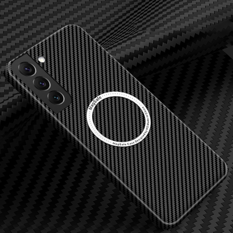 Samsung S24 5G Carbon Fiber Texture MagSafe Magnetic Phone Husa (Black)