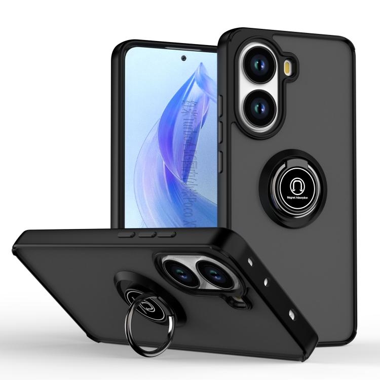 Xiaomi Poco X7 Pro Q Shadow 1 Series TPU + PC Phone Husa with Ring (Black+Black)