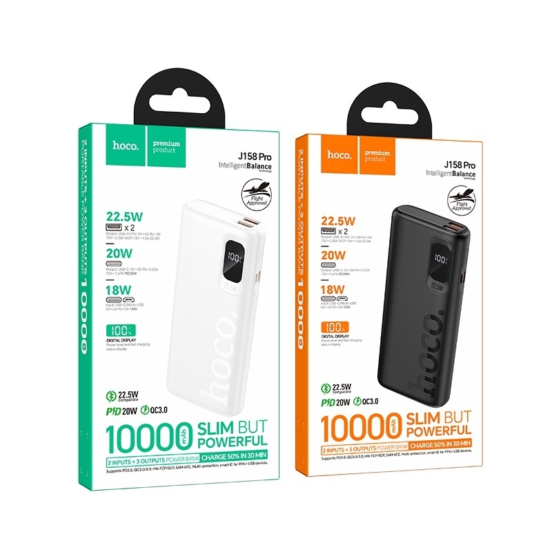 Hoco J158 Pro Runner 22.5W+PD20W fully compatible power bank(10000mAh) black
