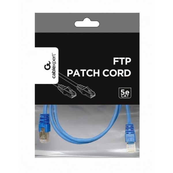 2m,  FTP Patch Cord  Blue, PP22-2M/B, Cat.5E, Cablexpert, molded strain relief 50u' plugs