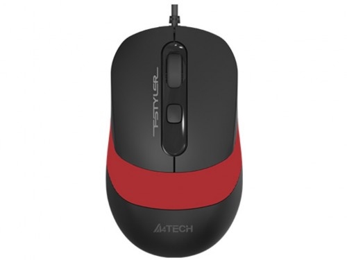 Mouse A4Tech FM10, Optical, 600-1600 dpi, 4 buttons, Ambidextrous, 4-Way Wheel, Black/Red, USB