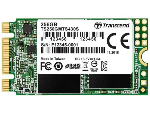 M.2 SATA SSD  256GB  Transcend  TS256GMTS430S  [42mm, R/W:530/400MB/s, 45K/70K IOPS, SM2258, 3DTLC]