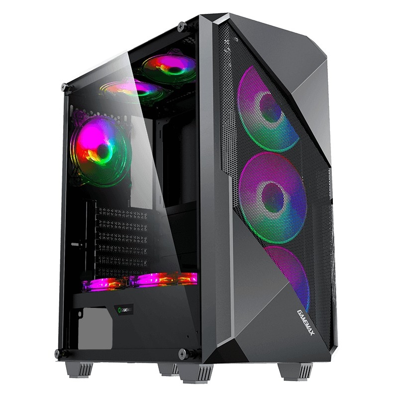Case ATX GAMEMAX Revolt, w/o PSU, 4x120mm ARGB fans. ARGB HUB, TG, Dust Filter, USB3.0, Black