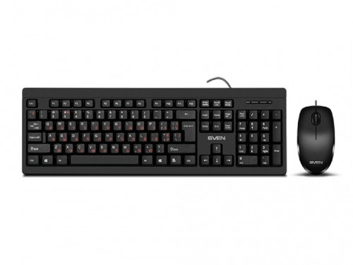 'Keyboard & Mouse SVEN KB-S320C, Fullsize layout, Splash proof, Fn key, Black, USB.