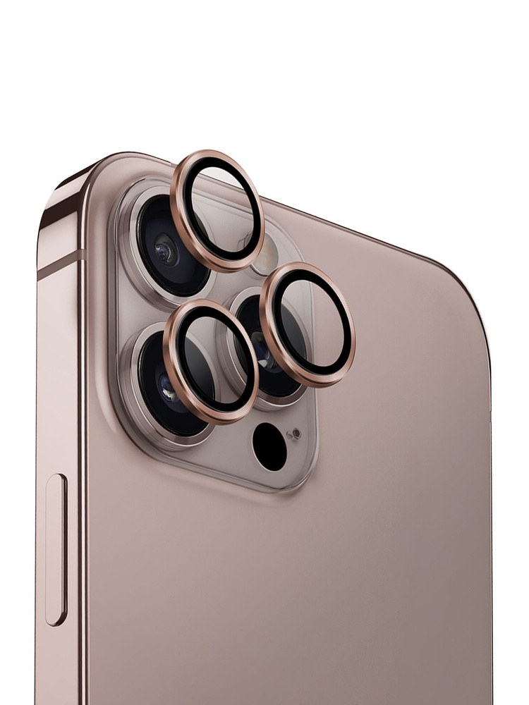 Защитное стекло Camera Metal iPhone 16 Pro/16 Pro Max Rose red
