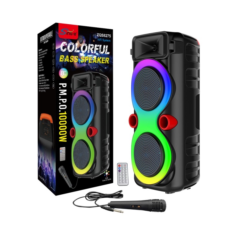 Sing-e ZQS8275 RGB Party Dual Speaker 8 inch 30W Black