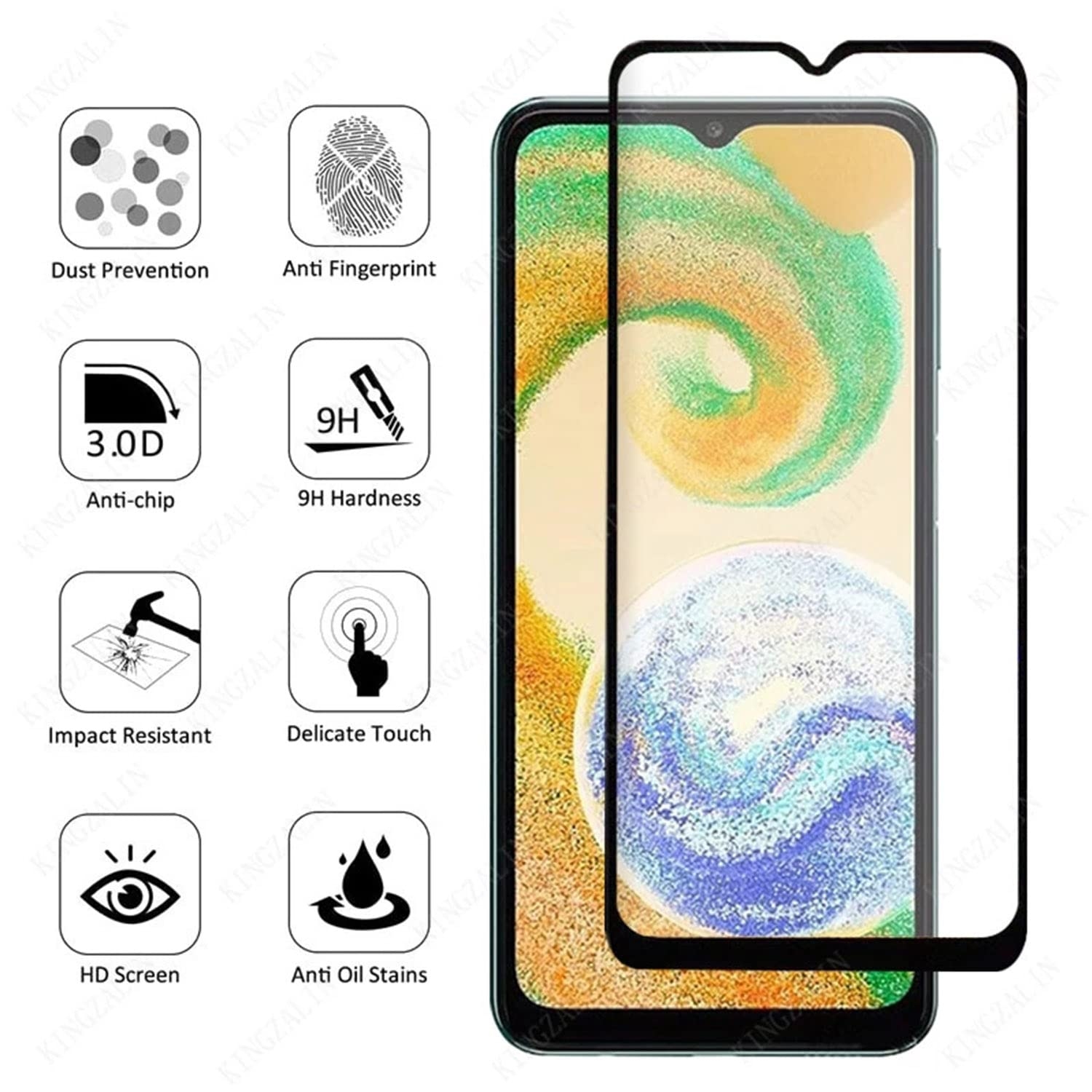 Hoco Full screen HD tempered glass set for Samsung A04 (G9) black