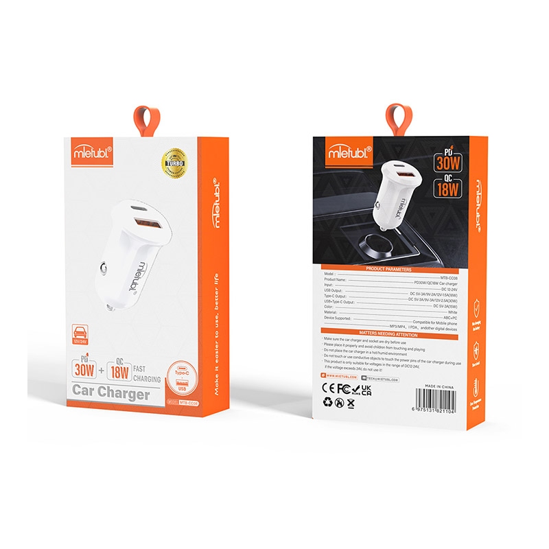 Mietubl Car charger MTB-CC08 A+C PD30W White