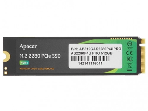 '.M.2 NVMe SSD    512GB Apacer AS2280P4U [PCIe 3.0 x4, R/W:3500/2300MB/s, 400/600K IOPS, 350TB,3DTLC