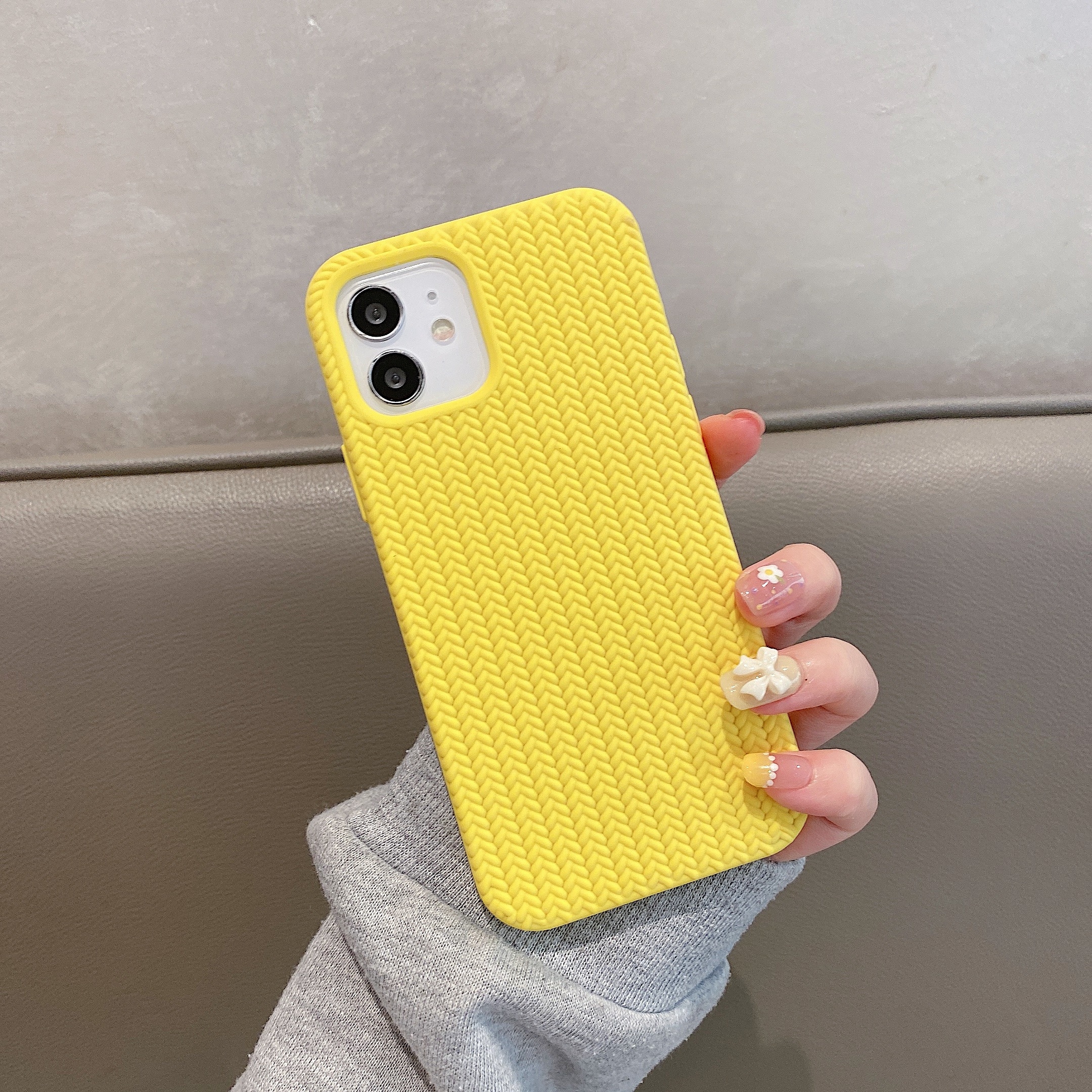 Чехол Silicone Knitted для iPhone 12/12 Pro Copy (10, Lime)