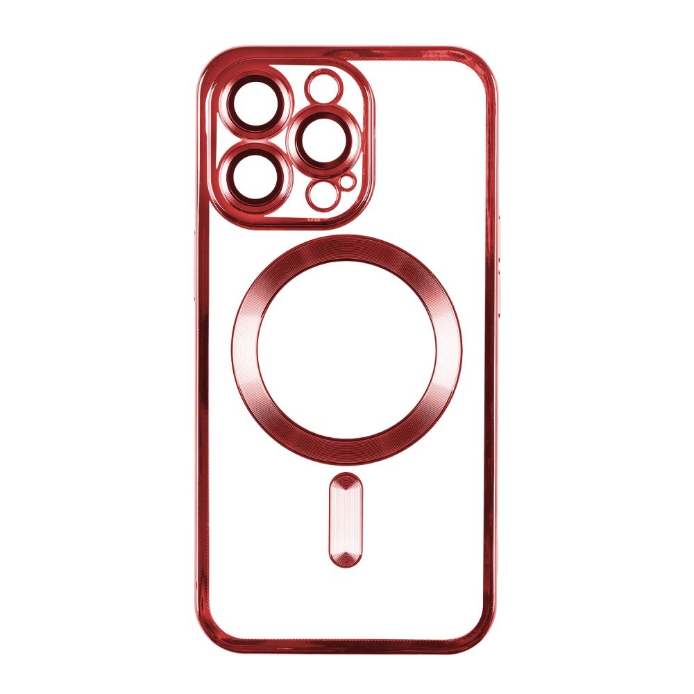 Чехол TPU Metallic Full Camera with Magsafe для Iphone 13 (Red)