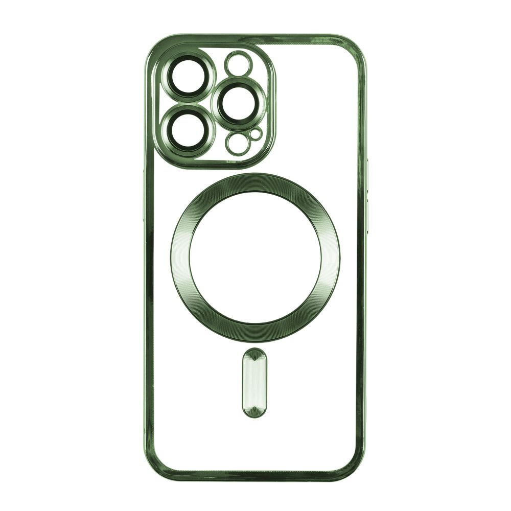 Чехол TPU Metallic Full Camera with Magsafe для Iphone 13 (Green)
