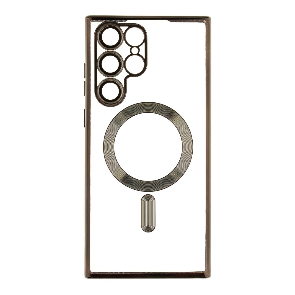 Чехол TPU Metallic Full Camera with Magsafe для Samsung Galaxy S22 Ultra (S908) (Black)