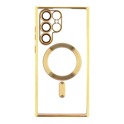 Чехол TPU Metallic Full Camera with Magsafe для Samsung Galaxy S22 Ultra 5G (S908) (Gold)