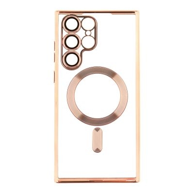 Чехол TPU Metallic Full Camera with Magsafe для Samsung Galaxy S22 Ultra 5G (S908) (Rose Gold)