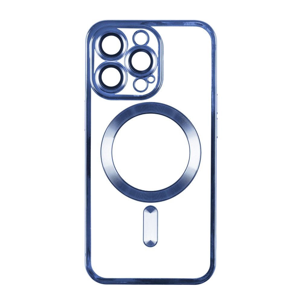 Чехол TPU Metallic Full Camera with Magsafe для Iphone 15 Pro Max (Blue)
