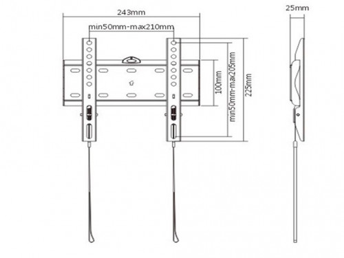 Wall Mount  Gembird 'WM-42F-01' Black 23'-42', max.30kg, VESA mm: 75x75