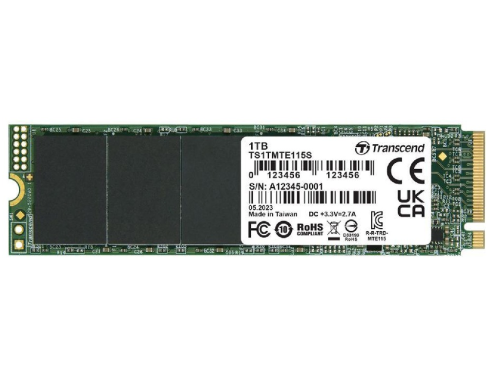 '.M.2 NVMe SSD 1.0TB  Transcend 115S [PCIe 3.0 x4, R/W:3200/2000MB/s, 250/170K IOPS, 400TBW, 3DTLC]