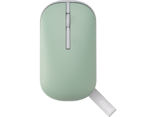 Wireless Mouse Asus MD100, 800-1600 dpi, 3 buttons, Ambidextrous, 56g, Silent, 1xAA, 2.4Ghz+BT Green