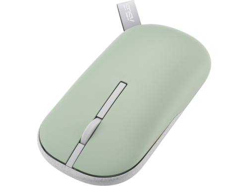 Wireless Mouse Asus MD100, 800-1600 dpi, 3 buttons, Ambidextrous, 56g, Silent, 1xAA, 2.4Ghz+BT Green