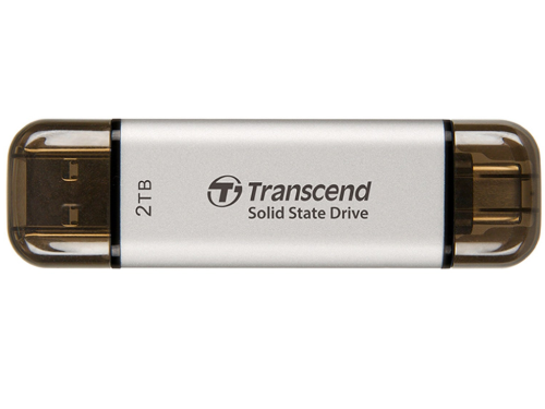 2.0TB  Transcend Portable SSD ESD310S Silver, USB-A/C 3.2 (71.3x20x7.8 mm, 11g, R/W:1050/950 MB/s)