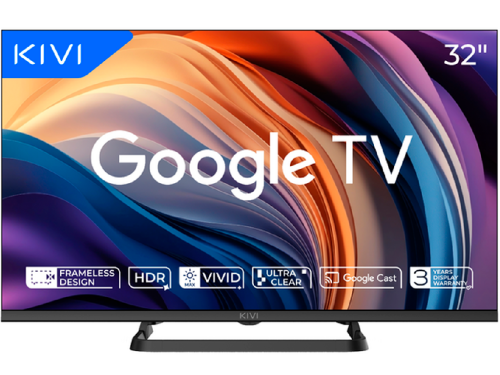 32' LED SMART TV KIVI 32H710QB, HD Ready, Google TV, MVA, DLED 1368x768 HD Ready, Black