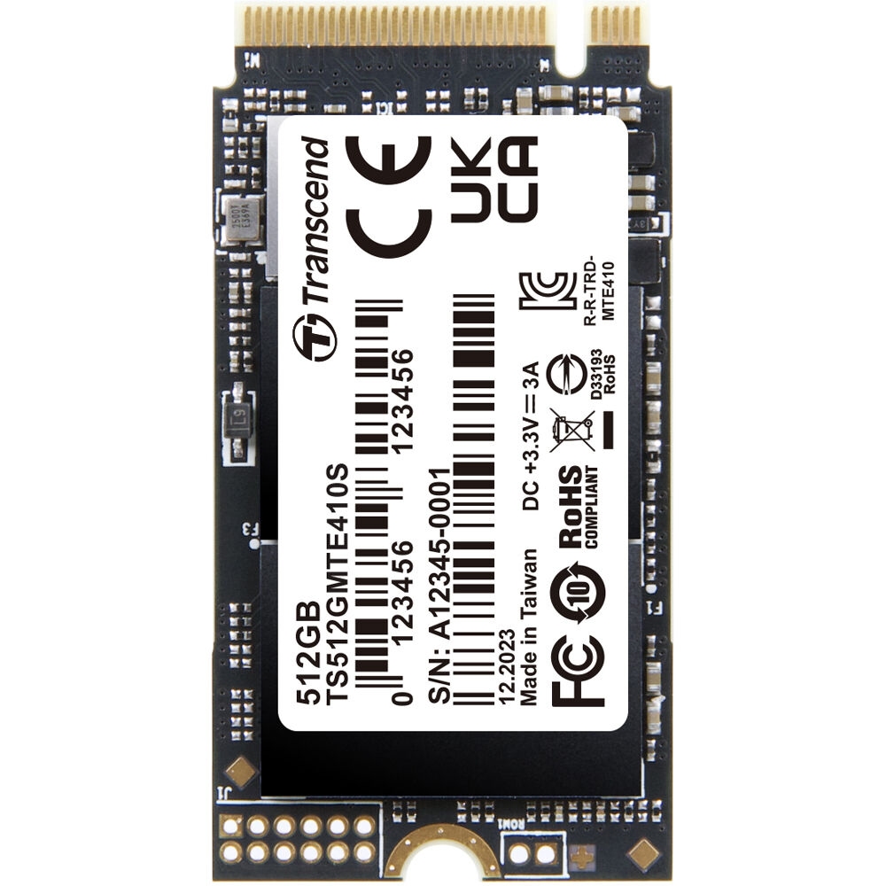 M.2 NVMe SSD  512GB  Transcend 410S [42mm, PCIe 4.0 x4, R/W:5000/3500MB/s, 330/590K IOPS, 300TBW]
