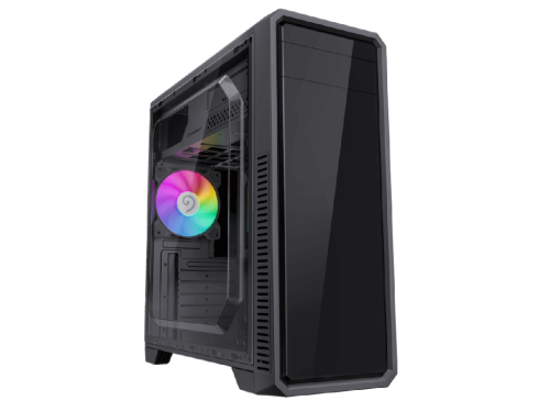 Case ATX GAMEMAX G561E-BK, w/o PSU, 0.5mm, 1x120mm FRGB fans, Transparent panel, 1xUSB3.0, 2xUSB2.0