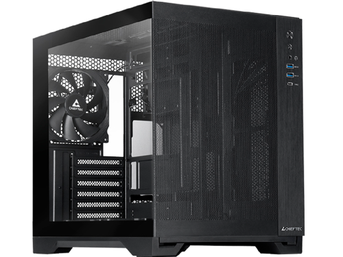 Case ATX Chieftec Visio AIR, w/o PSU, 0,65/0.9mm, 3x140mm, Front Mesh, Tempered Glass, Dual-chamber