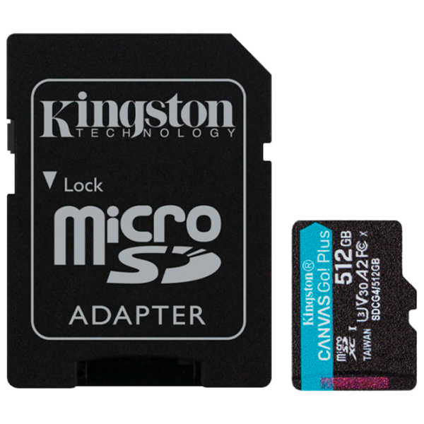 1.0TB MicroSD (Class 10) UHS-I (U3) +SD adapter, Kingston Canvas Go! Plus Gen 4 'SDCG4/1TB' (R/W:200